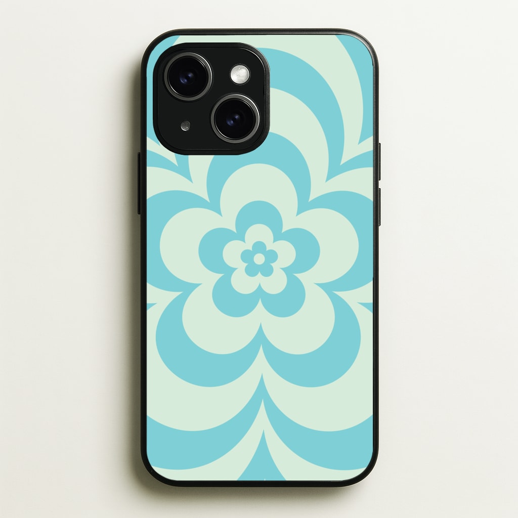 Teal Abstract Flower Pattern - Floral Phone Case for iPhone 14 Plus
