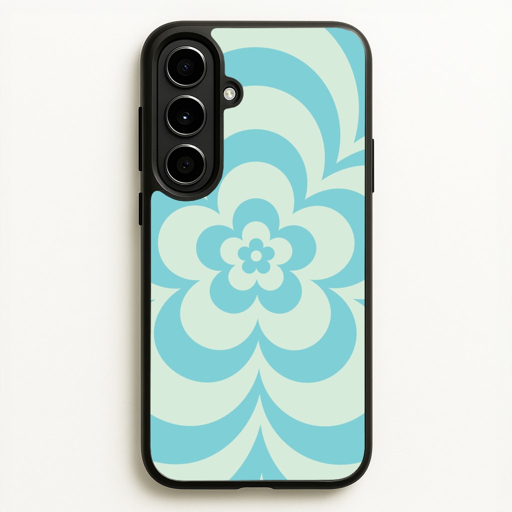 Teal Abstract Flower Pattern - Floral Phone Case for Galaxy A56