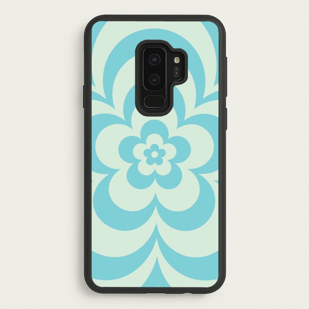 Teal Abstract Flower Pattern - Floral Phone Case for Galaxy S9 Plus