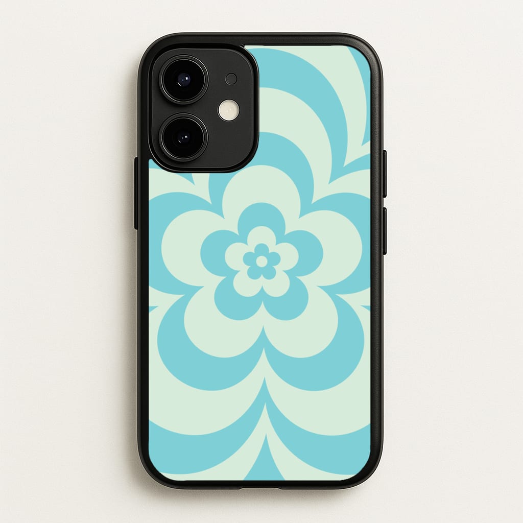 Teal Abstract Flower Pattern - Floral Phone Case for iPhone 12 Mini