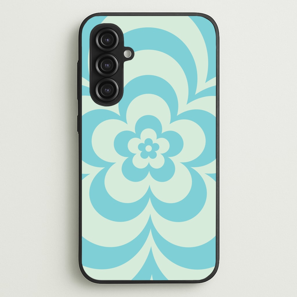 Teal Abstract Flower Pattern - Floral Phone Case for Galaxy S23FE