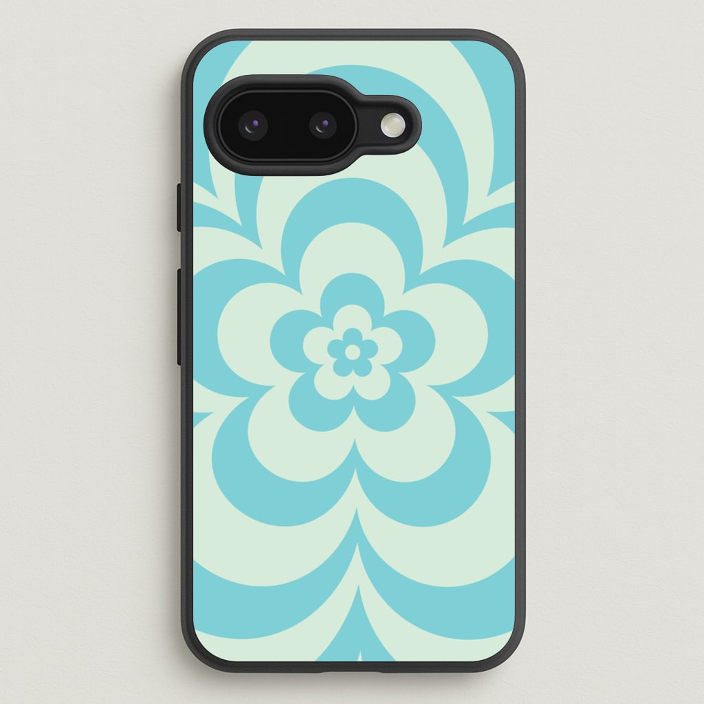Teal Abstract Flower Pattern - Floral Phone Case for Google Pixel 9a