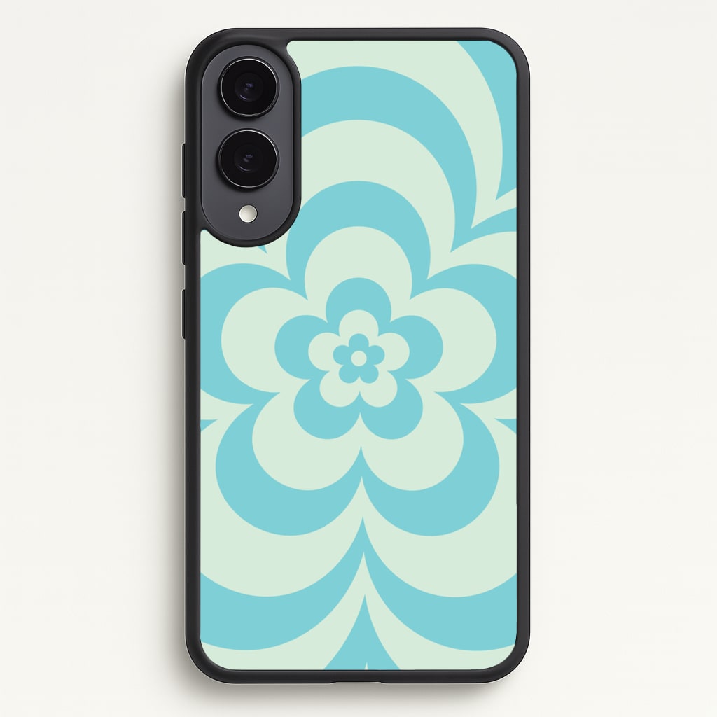 Teal Abstract Flower Pattern - Floral Phone Case for Galaxy S25 Edge