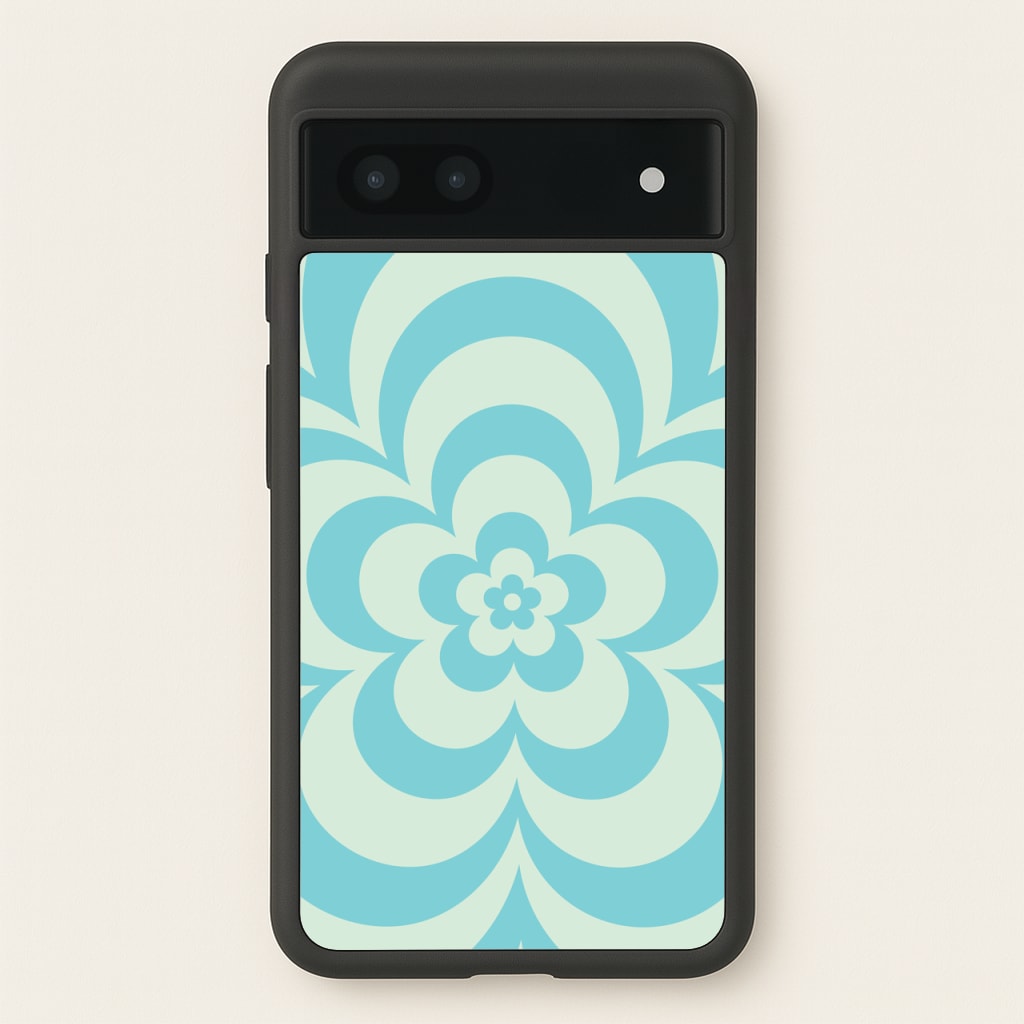 Teal Abstract Flower Pattern - Floral Phone Case for Google Pixel 7a
