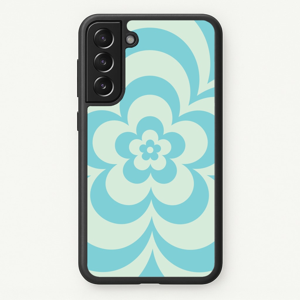Teal Abstract Flower Pattern - Floral Phone Case for Galaxy S21FE