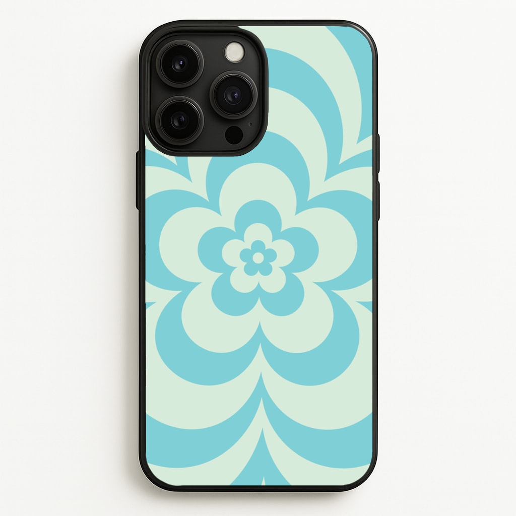 Teal Abstract Flower Pattern - Floral Phone Case for iPhone 13 Pro Max