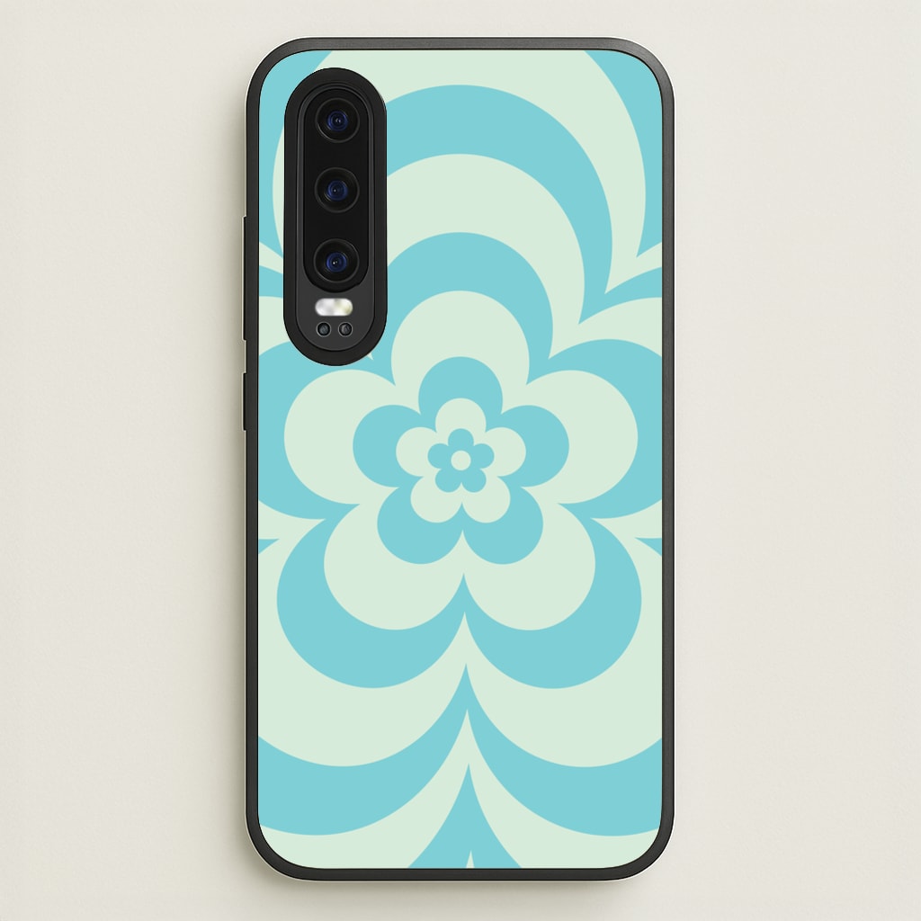 Teal Abstract Flower Pattern - Floral Phone Case for Huawei P30