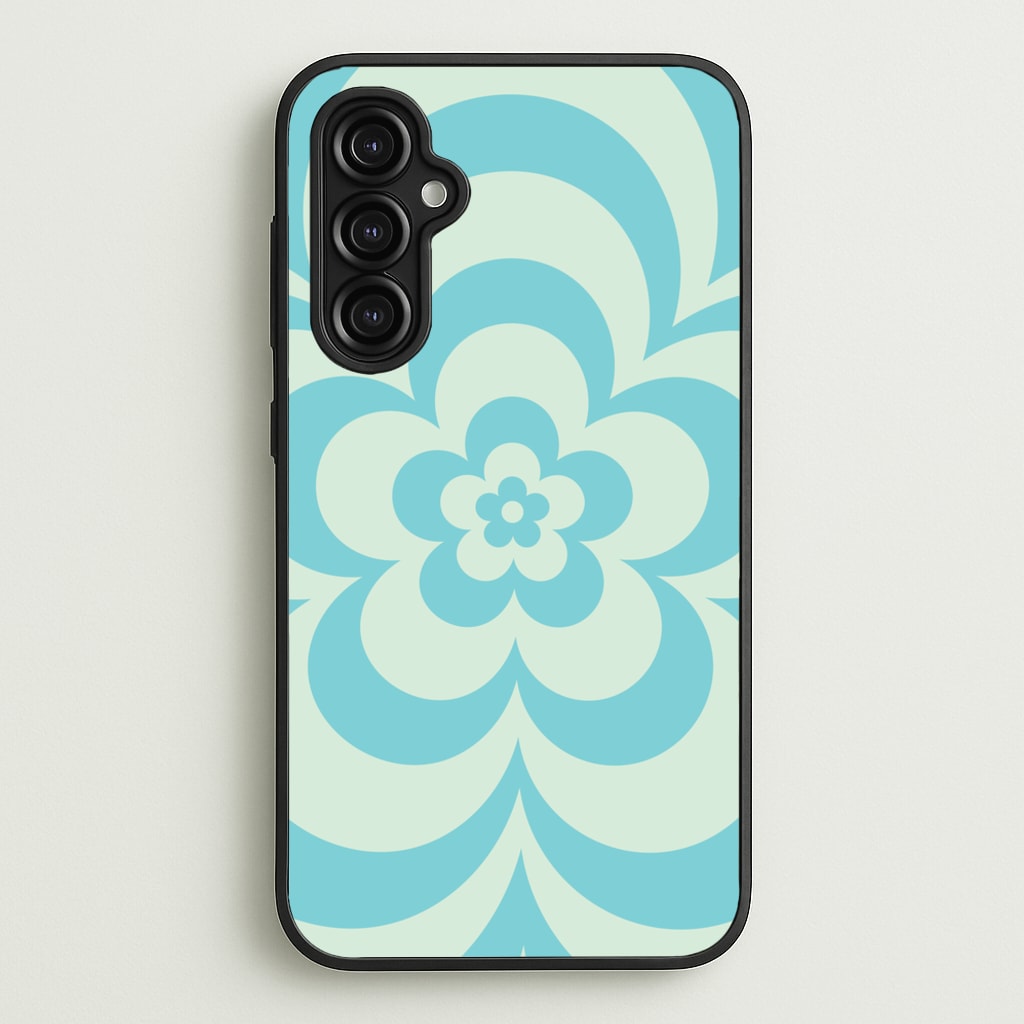 Teal Abstract Flower Pattern - Floral Phone Case for Galaxy A14