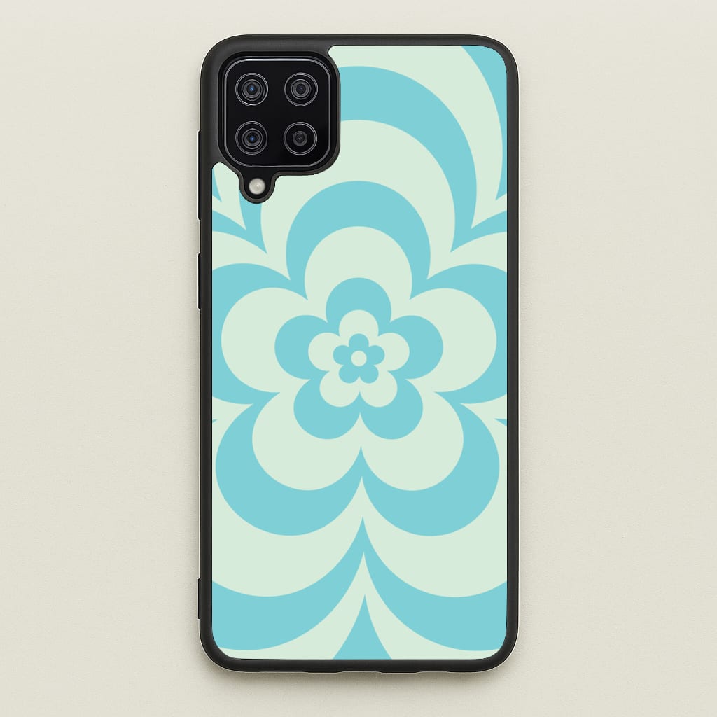Teal Abstract Flower Pattern - Floral Phone Case for Galaxy A12