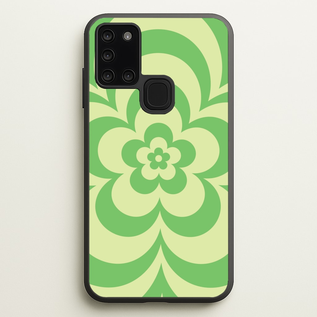 Green Abstract Flower Pattern - Floral Phone Case for Galaxy A21s