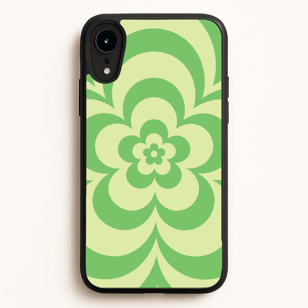 Green Abstract Flower Pattern - Floral Phone Case for iPhone XR