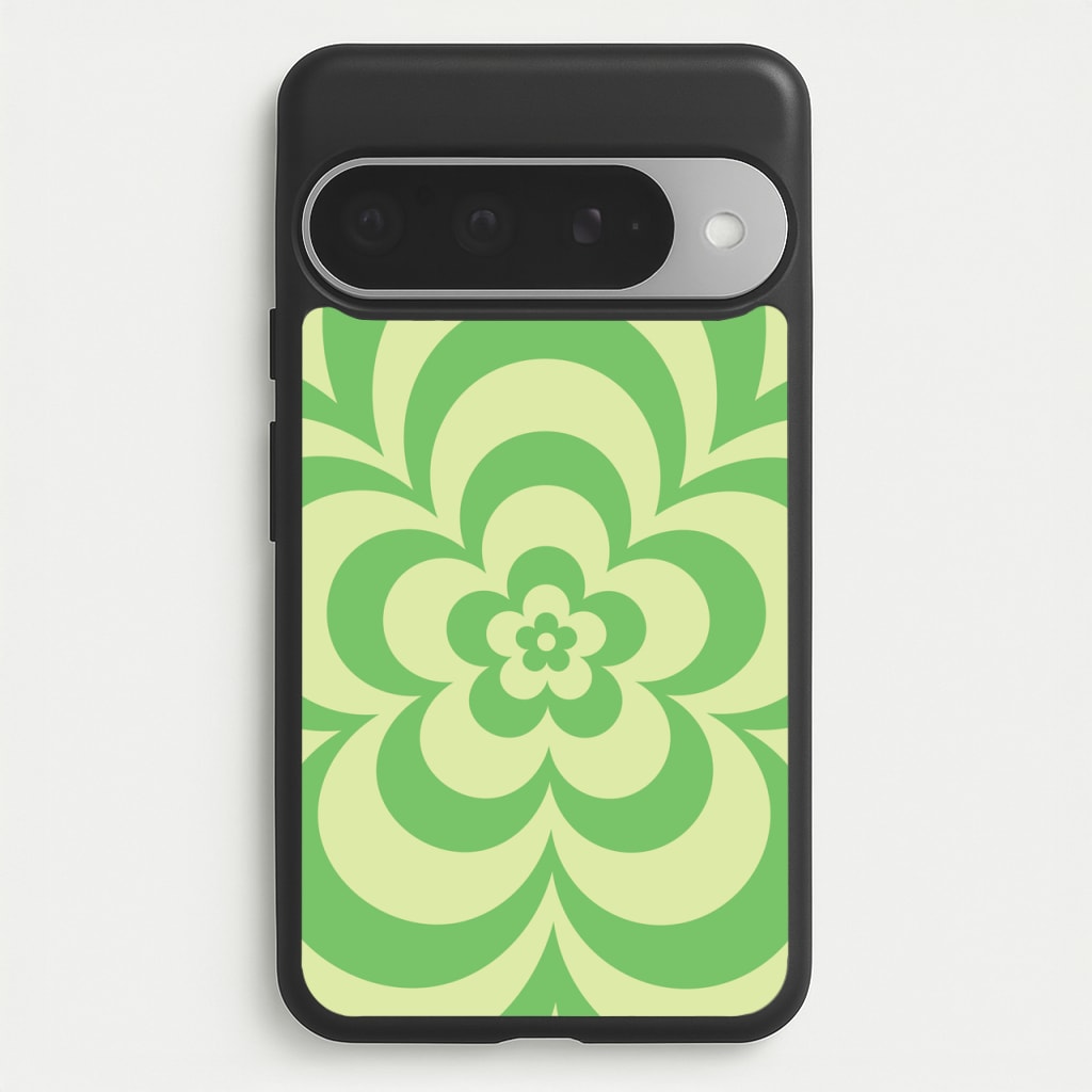 Green Abstract Flower Pattern Phone Case for Google Pixel 10 Pro XL
