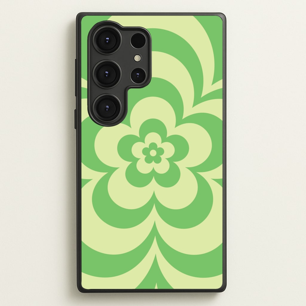Green Abstract Flower Pattern - Floral Phone Case for Galaxy S25 Ultra