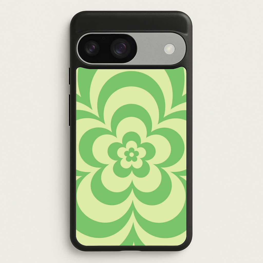 Green Abstract Flower Pattern - Floral Phone Case for Google Pixel 9 / 9 Pro