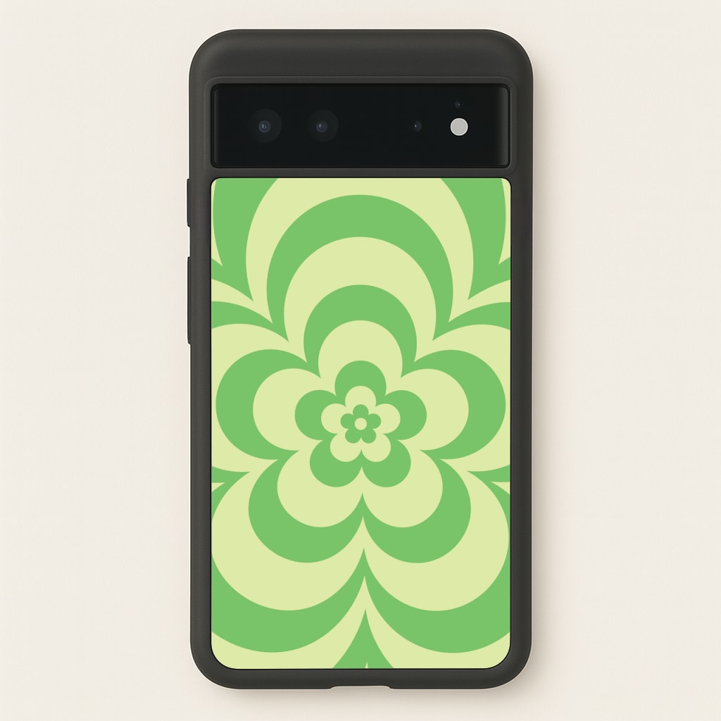 Green Abstract Flower Pattern - Floral Phone Case for Google Pixel 6