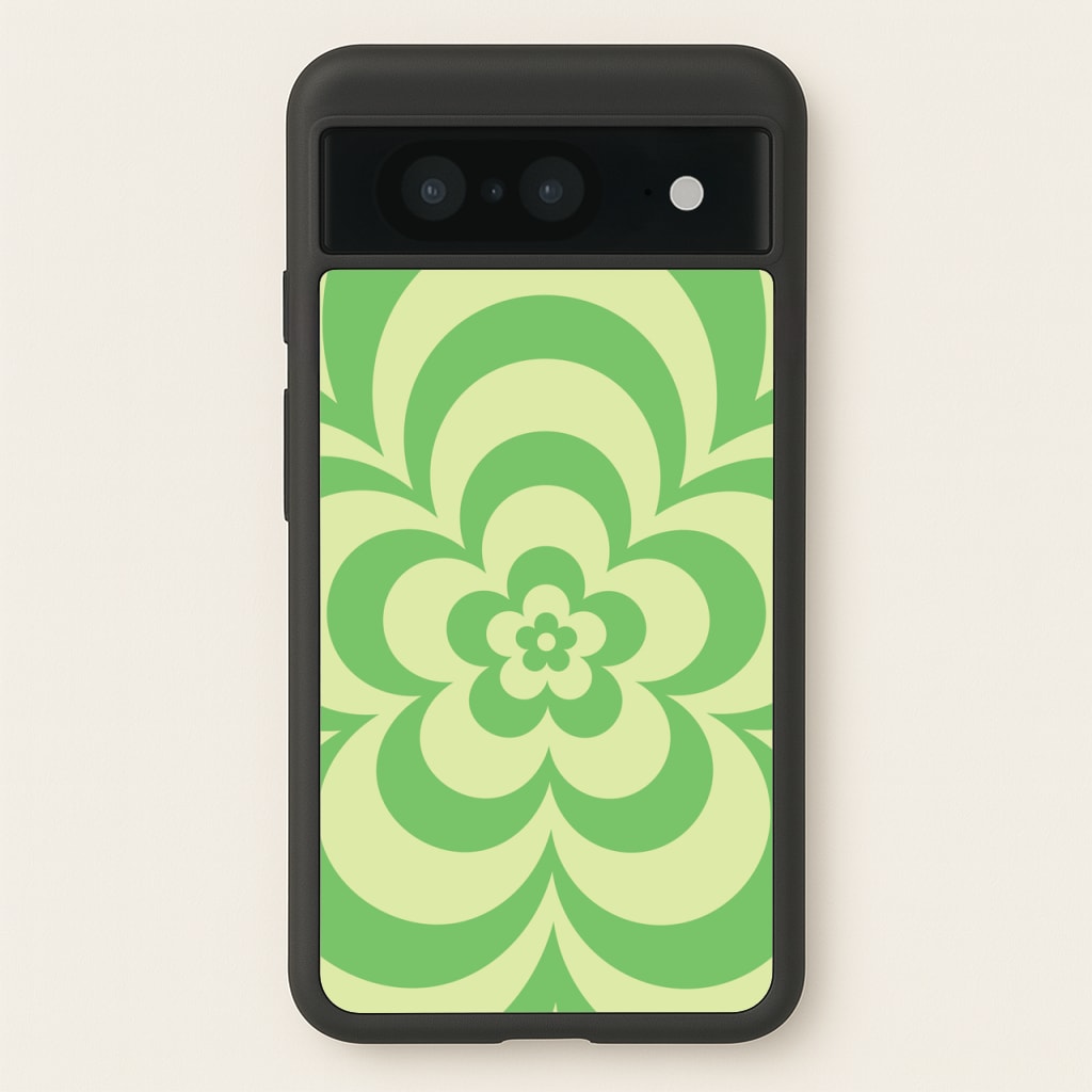 Green Abstract Flower Pattern - Floral Phone Case for Google Pixel 8