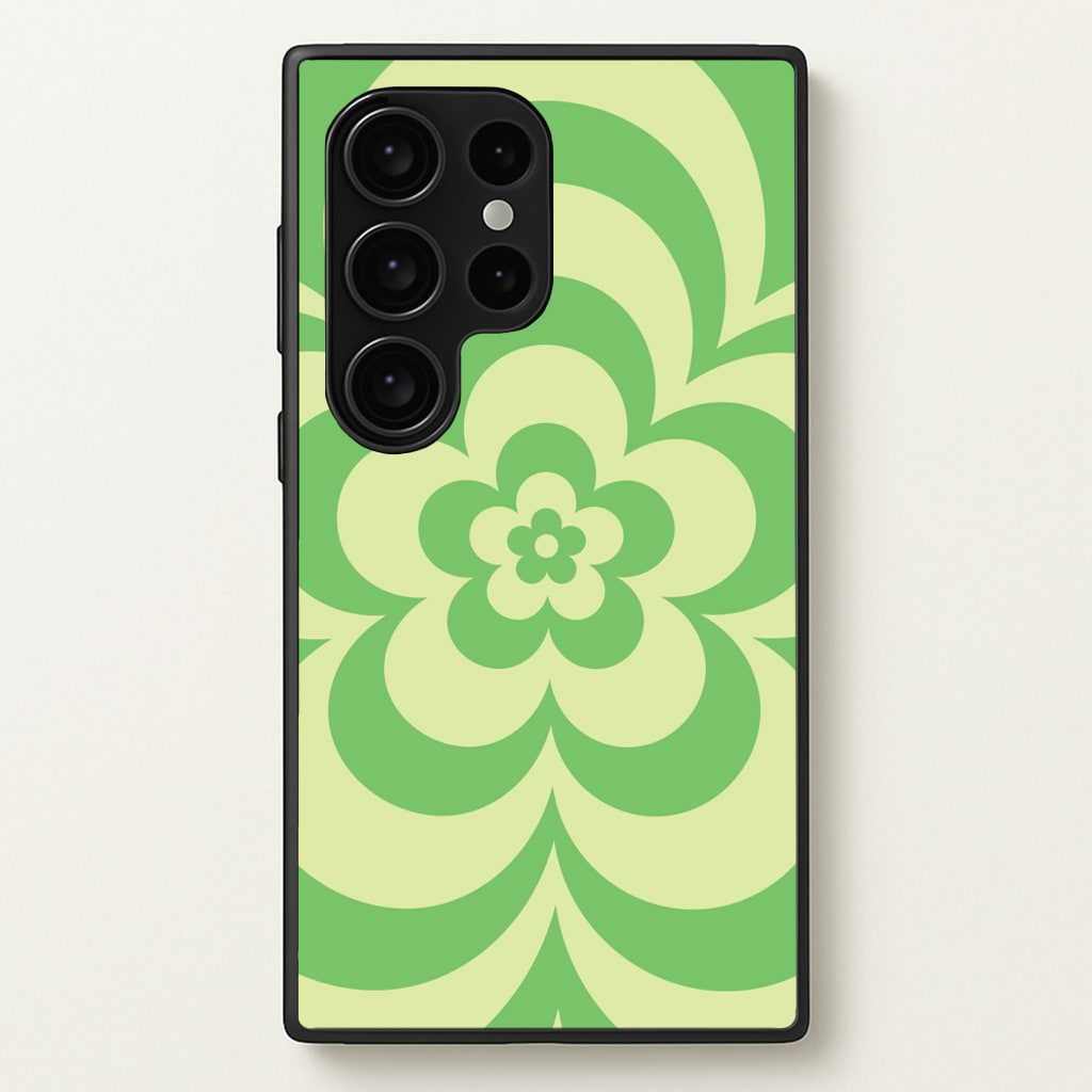 Green Abstract Flower Pattern - Floral Phone Case for Galaxy S24 Ultra