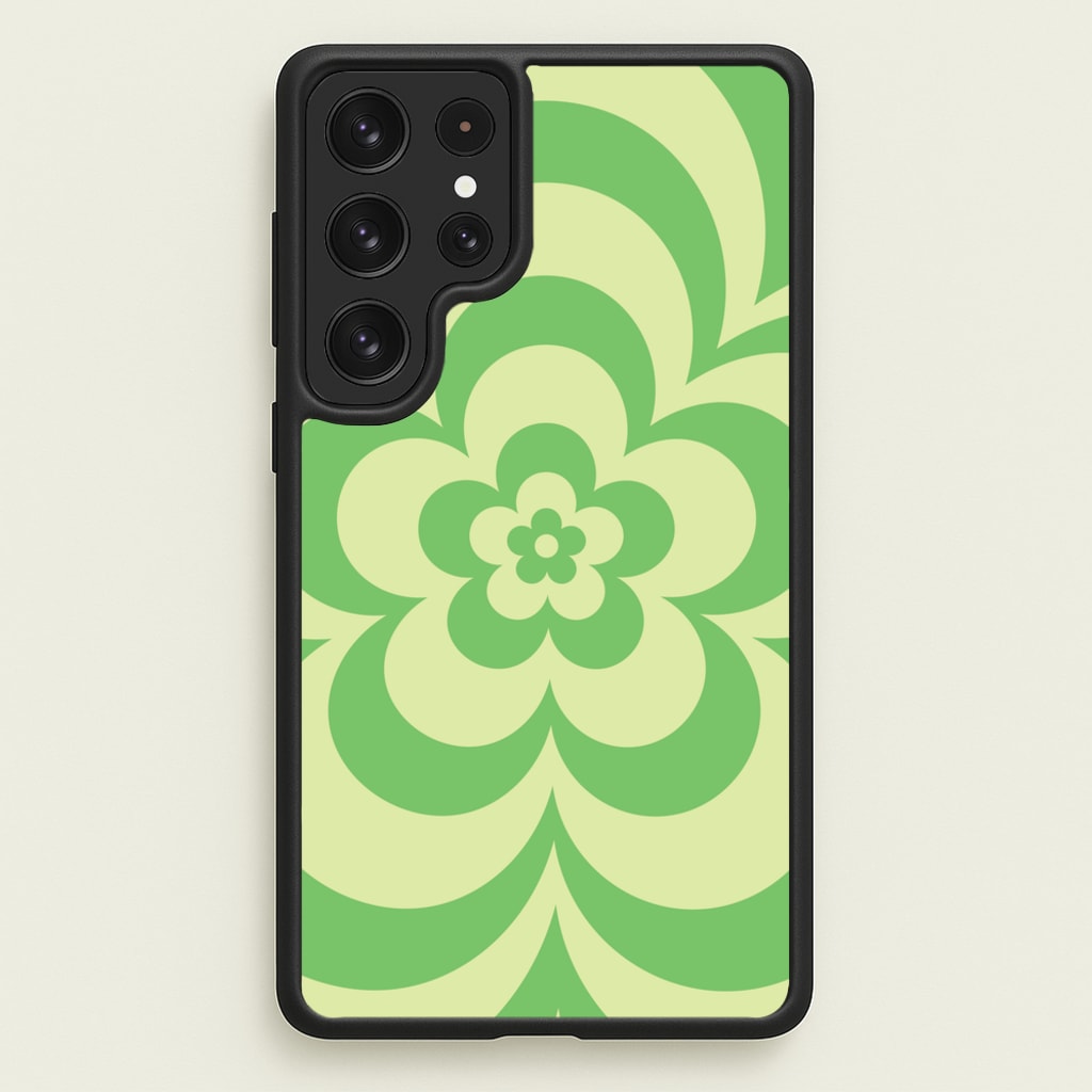 Green Abstract Flower Pattern - Floral Phone Case for Galaxy S22 Ultra