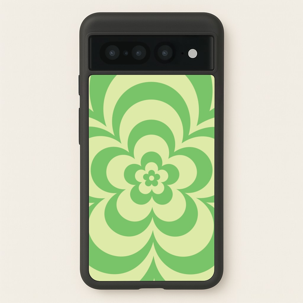 Green Abstract Flower Pattern - Floral Phone Case for Google Pixel 7 Pro