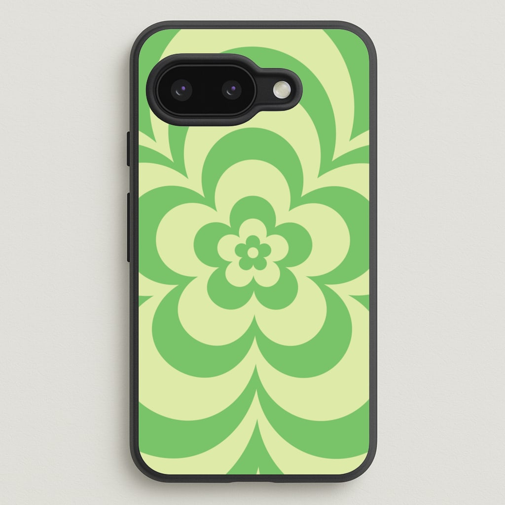Green Abstract Flower Pattern - Floral Phone Case for Google Pixel 9a