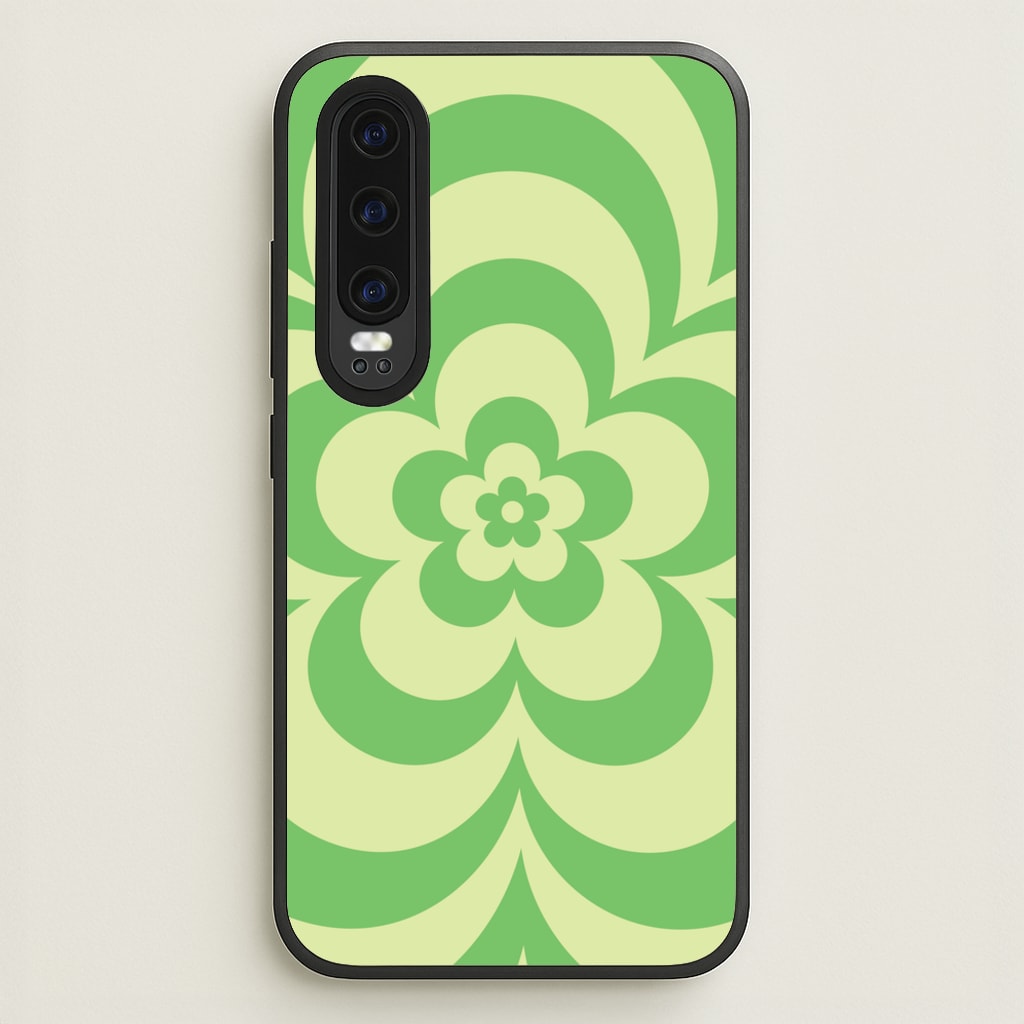 Green Abstract Flower Pattern - Floral Phone Case for Huawei P30