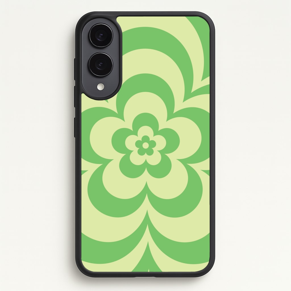 Green Abstract Flower Pattern - Floral Phone Case for Galaxy S25 Edge