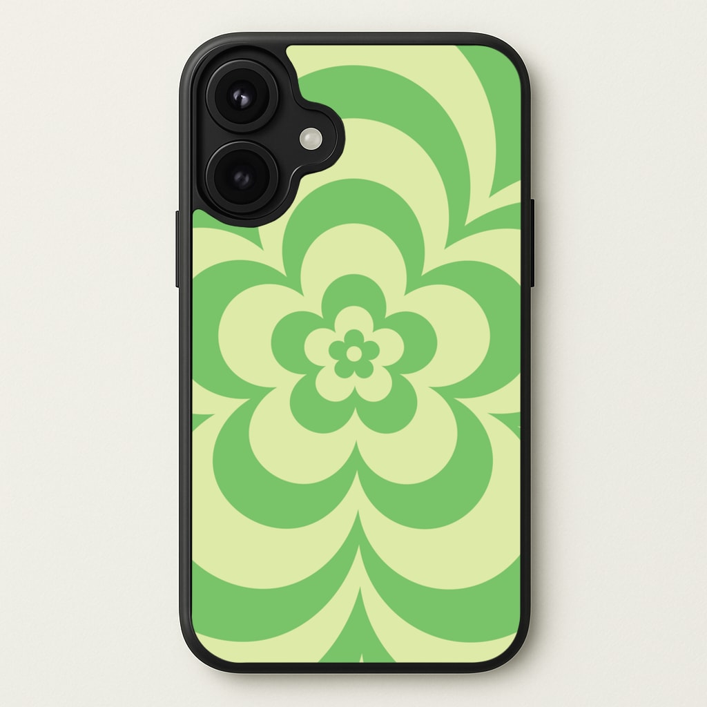 Green Abstract Flower Pattern Phone Case for iPhone 17