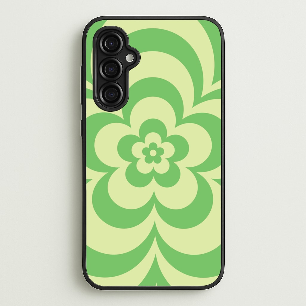 Green Abstract Flower Pattern - Floral Phone Case for Galaxy A14