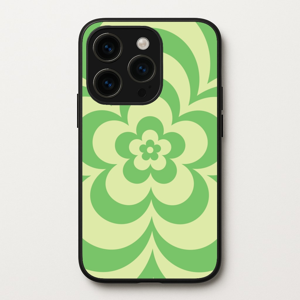 Green Abstract Flower Pattern - Floral Phone Case for iPhone 15 Pro