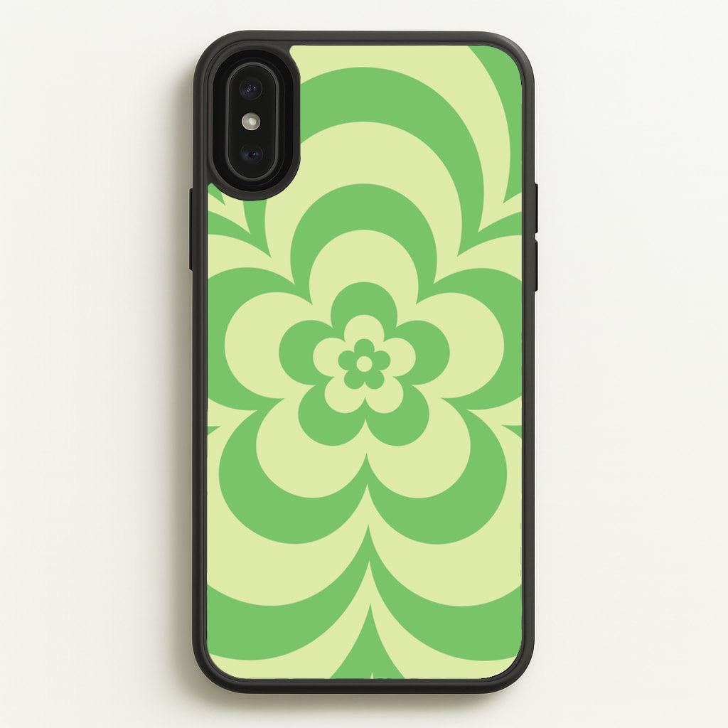 Green Abstract Flower Pattern - Floral Phone Case for iPhone XS Max