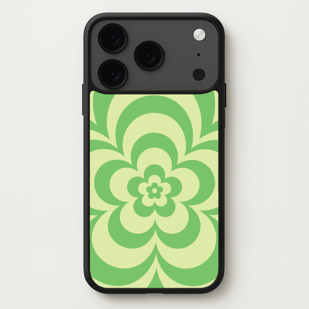 Green Abstract Flower Pattern Phone Case for iPhone 17 Pro