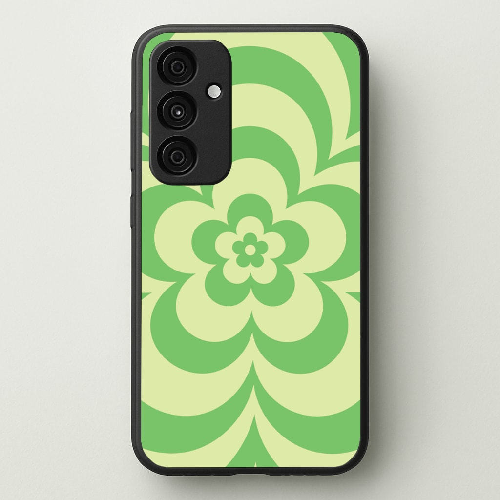 Green Abstract Flower Pattern - Floral Phone Case for Galaxy A55