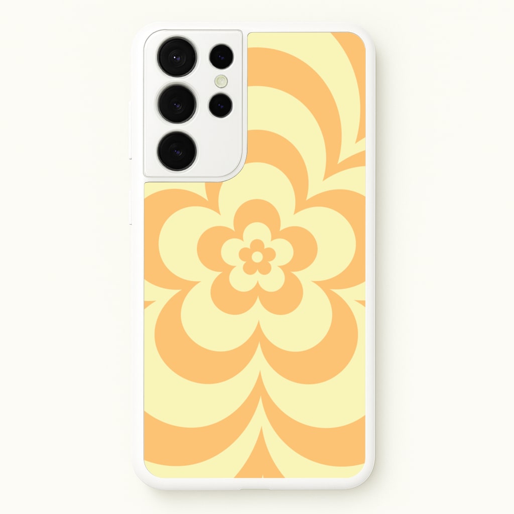 Yellow Abstract Flower Pattern - Floral Phone Case for Galaxy S21 Ultra