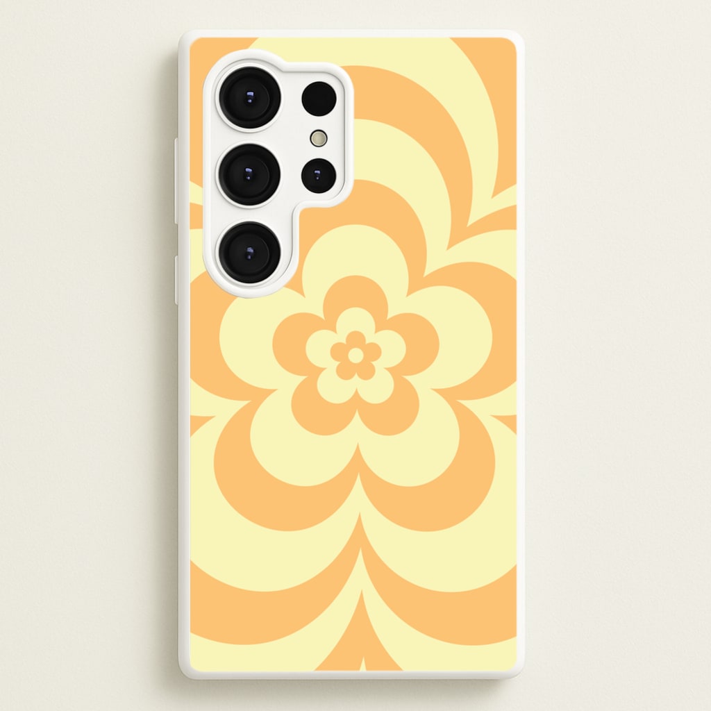 Yellow Abstract Flower Pattern - Floral Phone Case for Galaxy S25 Ultra