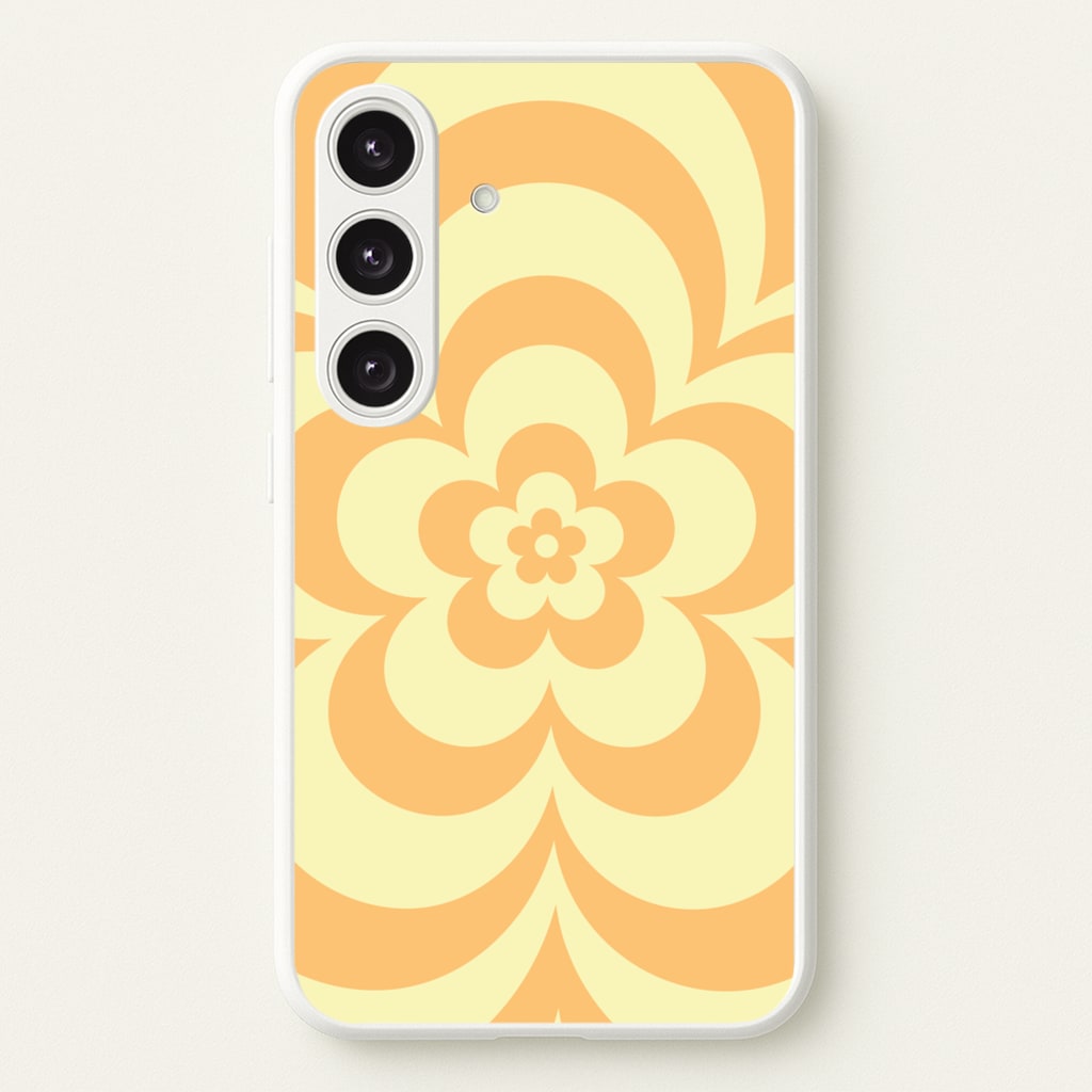 Yellow Abstract Flower Pattern - Floral Phone Case for Galaxy S25 Plus