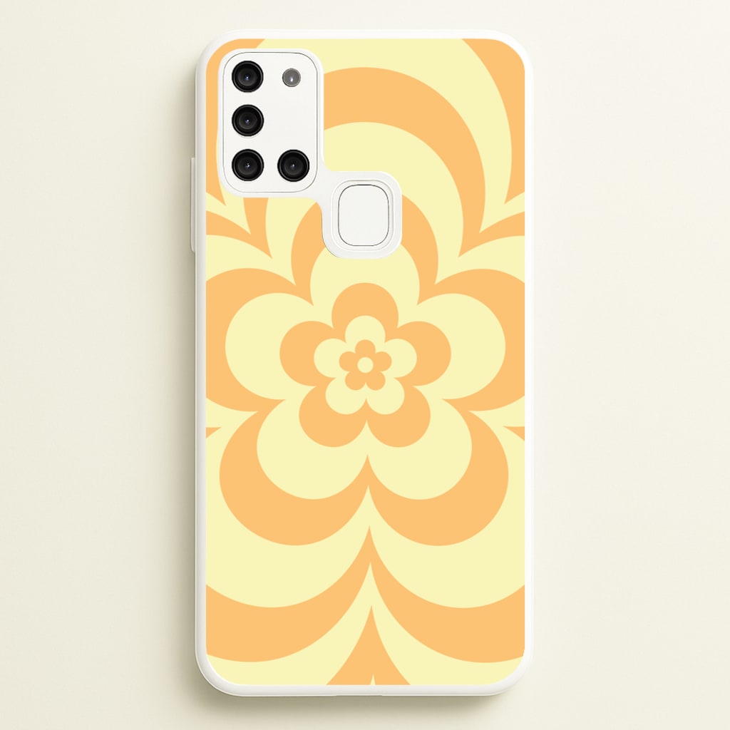 Yellow Abstract Flower Pattern - Floral Phone Case for Galaxy A21s