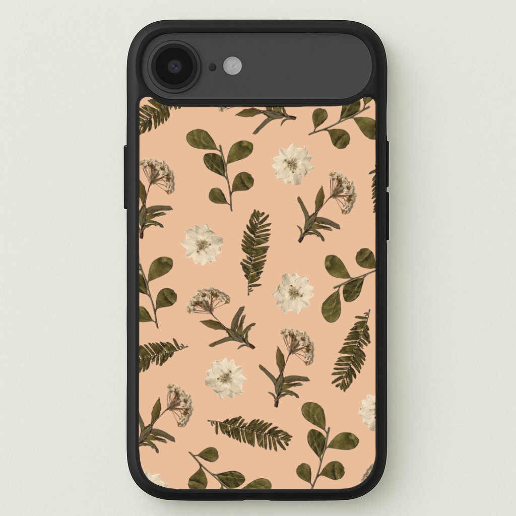 Leaves And Pressed Flowers Peach Pattern Phone Case for iPhone 17 Air