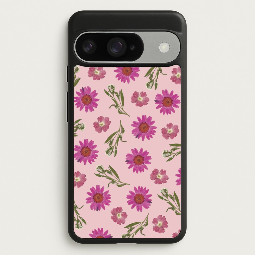 Pressed Pink Flowers Pattern Phone Case for Google Pixel 10 / 10 Pro
