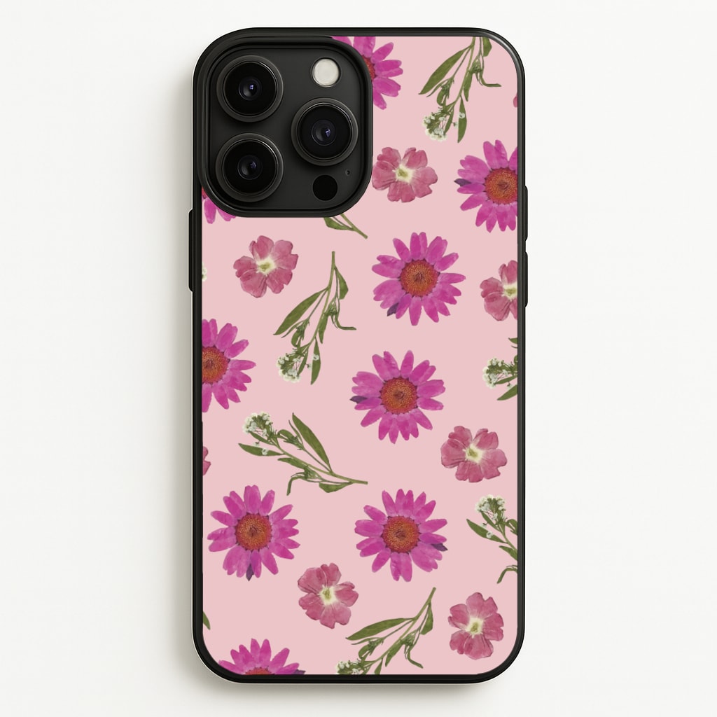 Pressed Pink Flowers Pattern - Floral Phone Case for iPhone 13 Pro Max