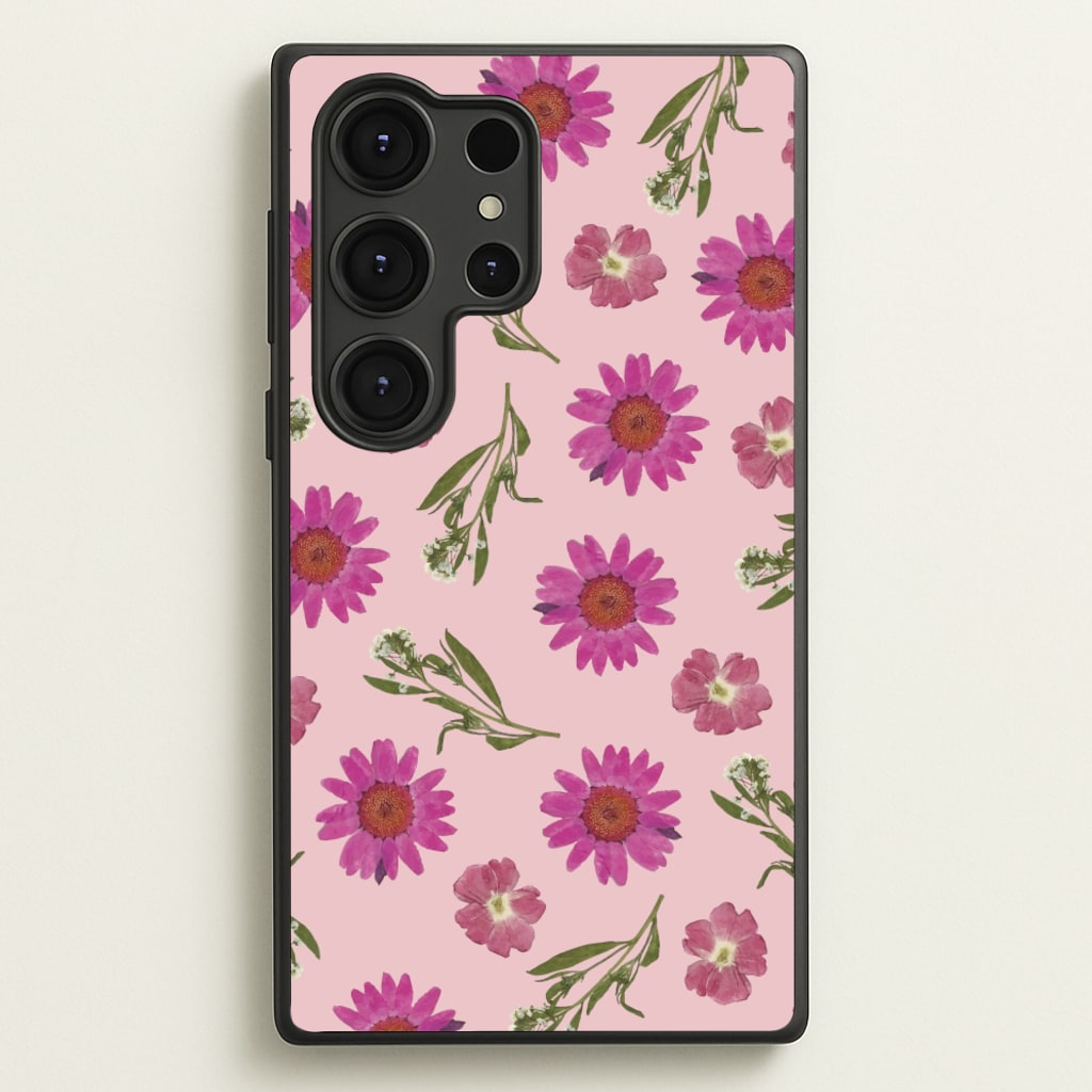 Pressed Pink Flowers Pattern - Floral Phone Case for Galaxy S25 Ultra