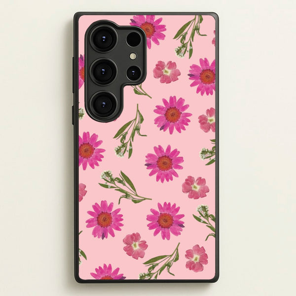 Pressed Pink Flowers Pattern - Floral Phone Case for Galaxy S25 Ultra