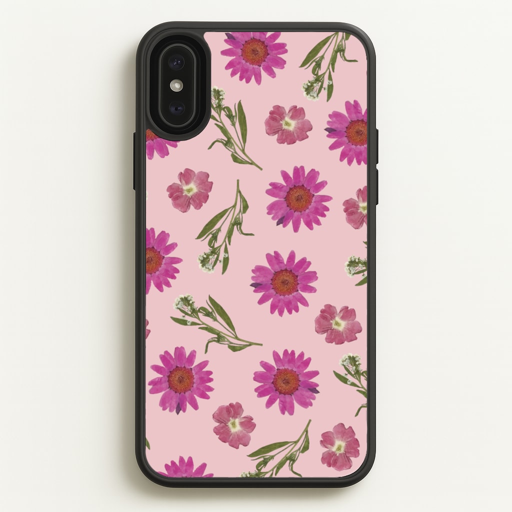 Pressed Pink Flowers Pattern - Floral Phone Case for iPhone XS Max