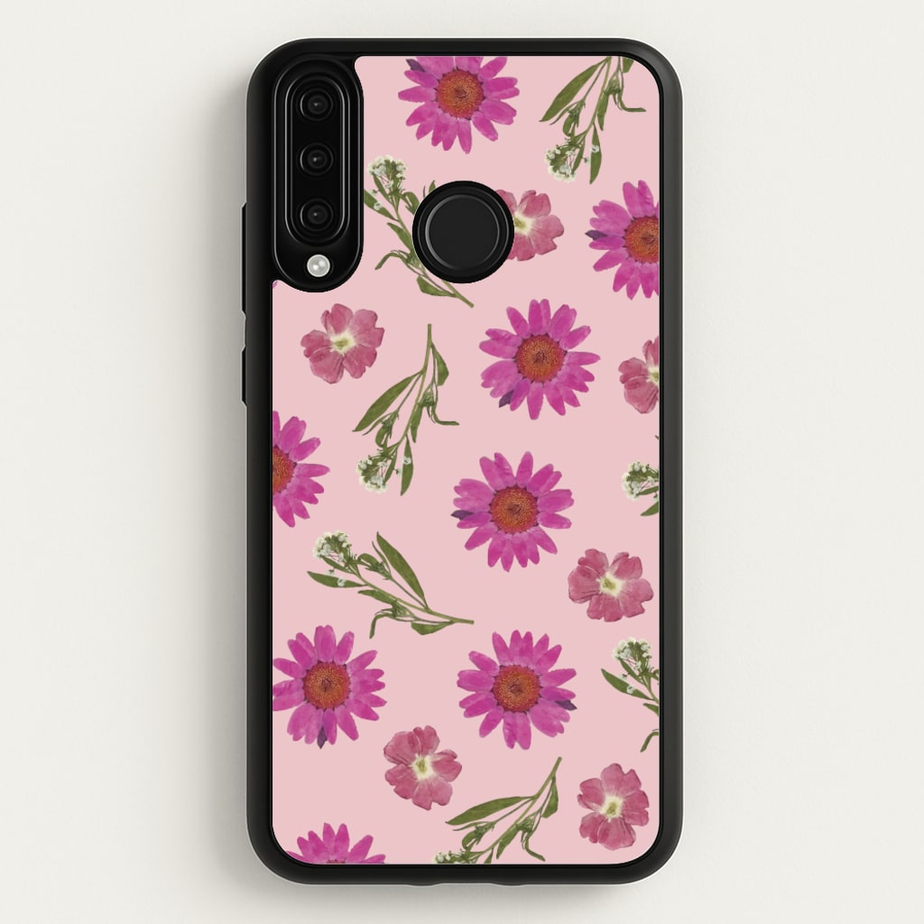 Pressed Pink Flowers Pattern - Floral Phone Case for Huawei P30 Lite