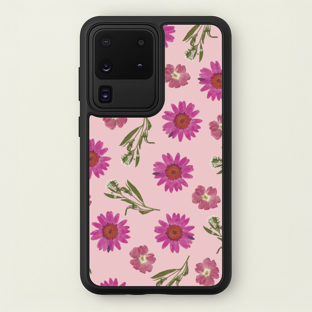 Pressed Pink Flowers Pattern - Floral Phone Case for Galaxy S20 Ultra