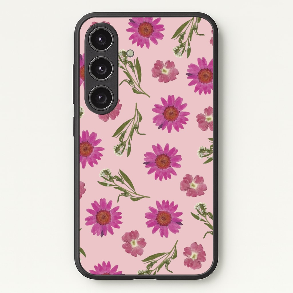 Pressed Pink Flowers Pattern - Floral Phone Case for Galaxy S25