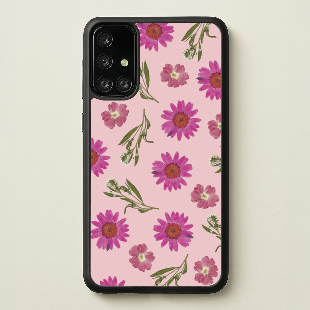 Pressed Pink Flowers Pattern - Floral Phone Case for Galaxy A71