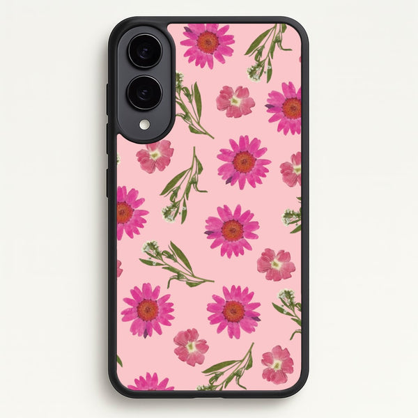 Pressed Pink Flowers Pattern - Floral Phone Case for Galaxy S25 Edge