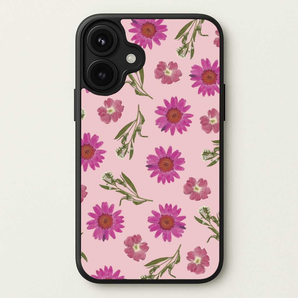 Pressed Pink Flowers Pattern Phone Case for iPhone 17