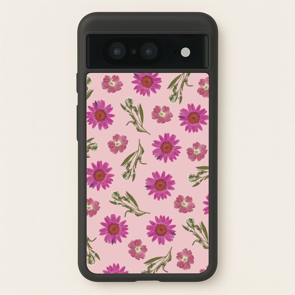 Pressed Pink Flowers Pattern - Floral Phone Case for Google Pixel 8