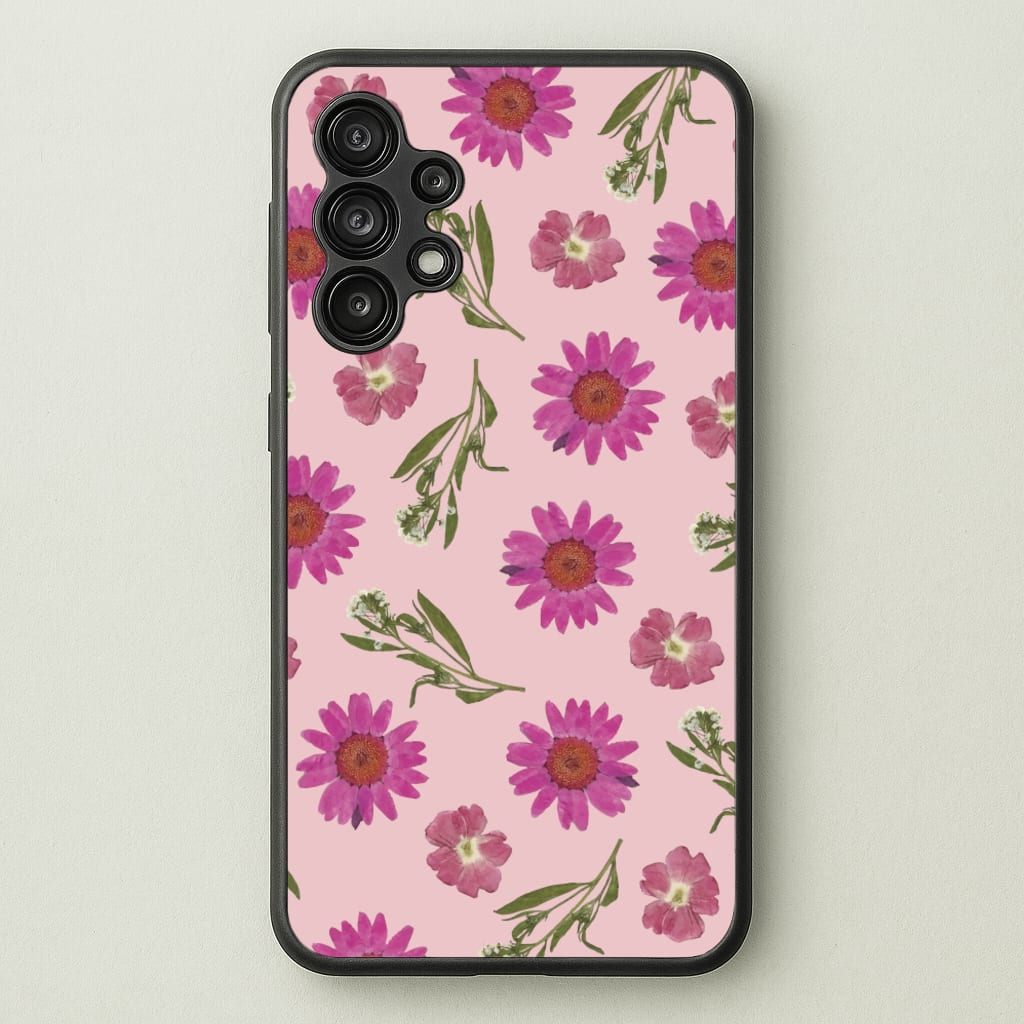 Pressed Pink Flowers Pattern - Floral Phone Case for Galaxy A13